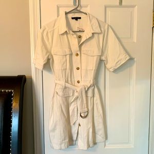 White denim short sleeve dress